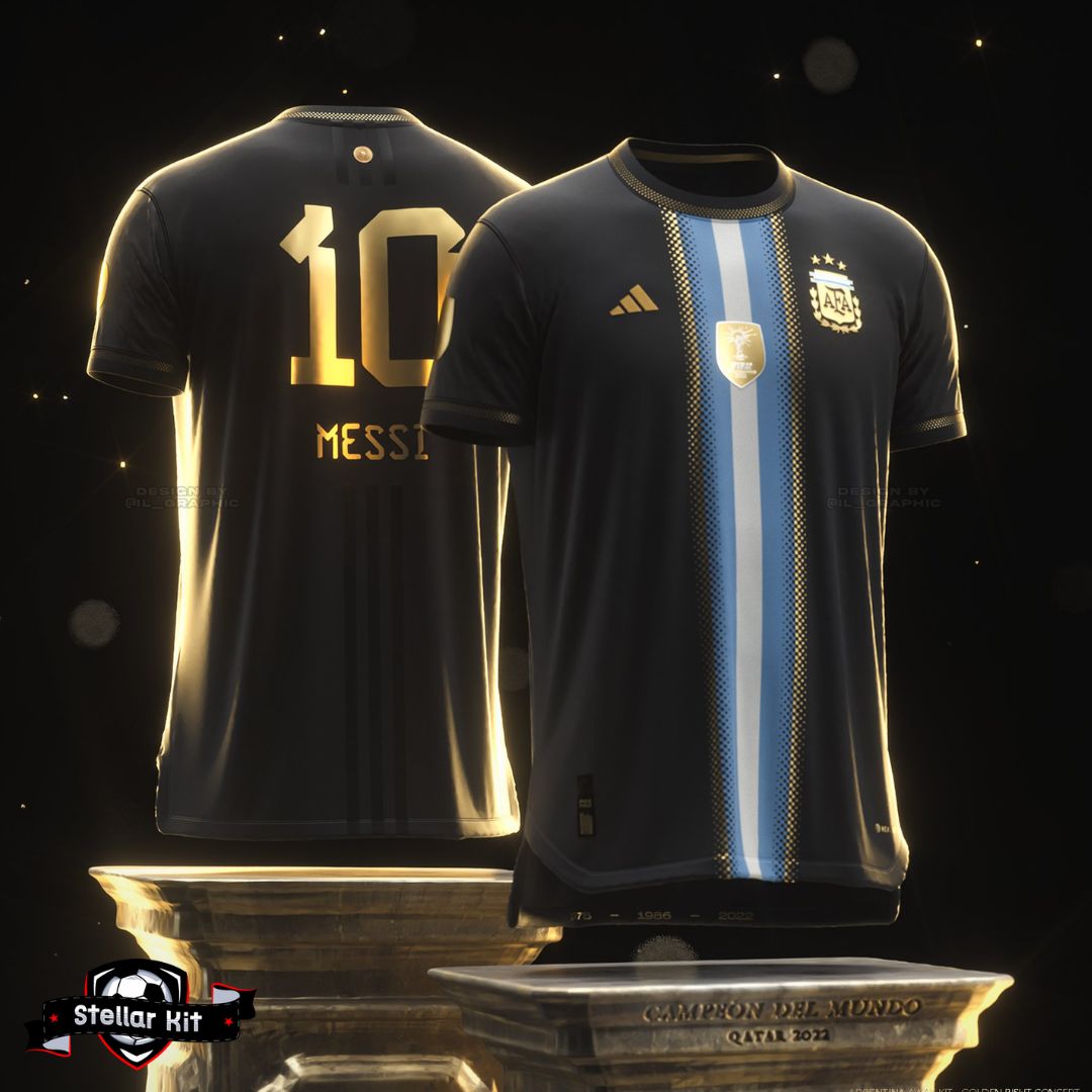 Argentina 2023 Golden Bisht |  Messi 10 Special Edition Football Jersey